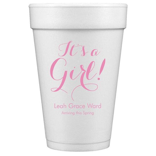 Elegant It's A Girl Styrofoam Cups